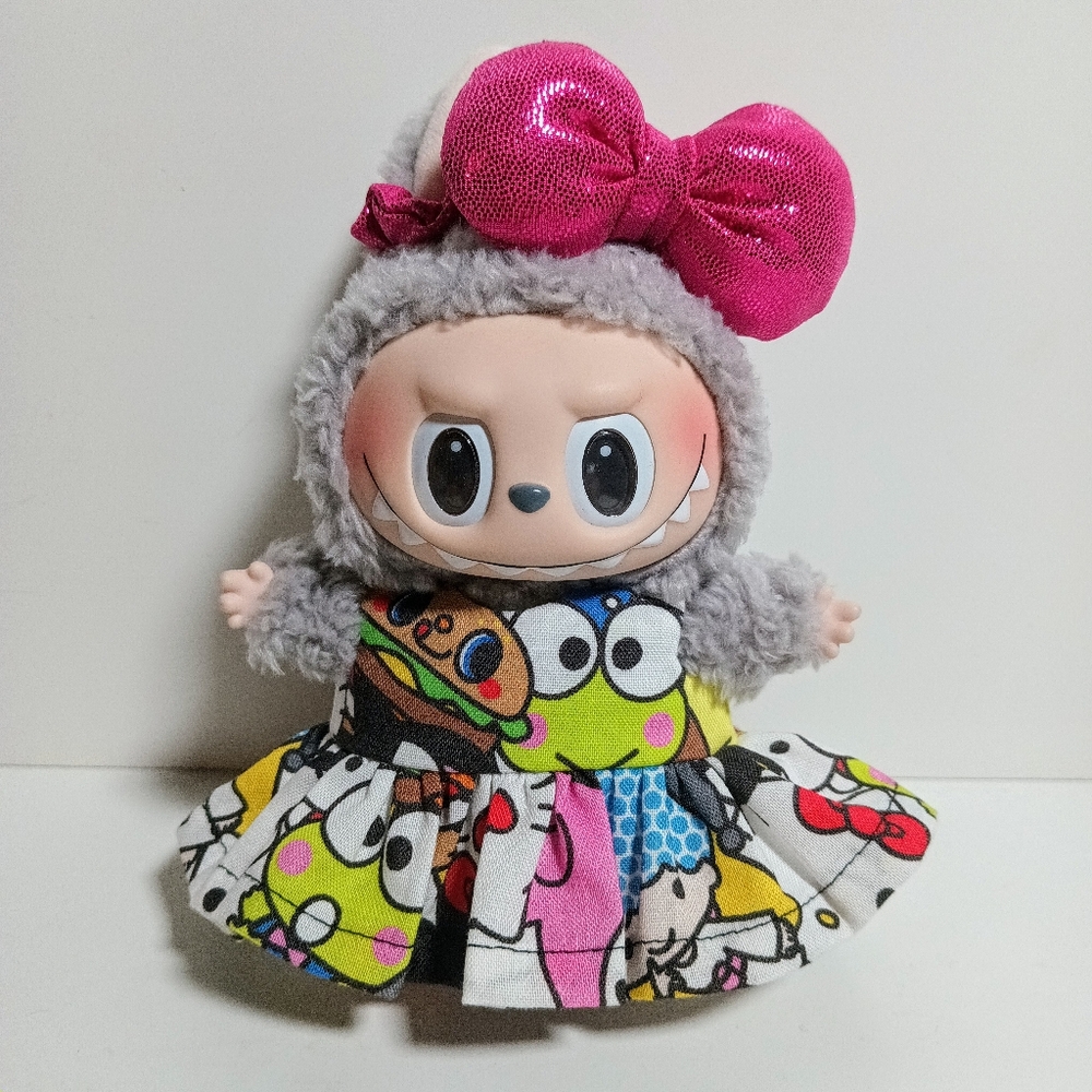 Custom Sanrio Hello Kitty and Friends Dress and Metallic Bow Made to fit Labubu